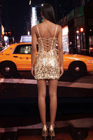 Load image into Gallery viewer, Sparkly Sliver Sequin Tight Corset Short Homecoming Dress