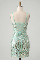 Load image into Gallery viewer, Sparkly Sliver Sequin Tight Corset Short Homecoming Dress