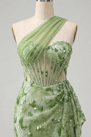 Load image into Gallery viewer, Sparkly Floral Champagne One Shoulder Sequin Tight Corset Short Homecoming Dress