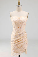 Load image into Gallery viewer, Floral Green Corset Tight Short Homecoming Dress with Ruffles