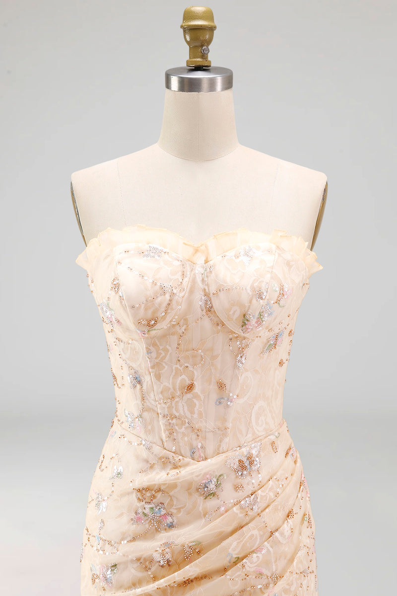 Load image into Gallery viewer, Floral Green Corset Tight Short Homecoming Dress with Ruffles