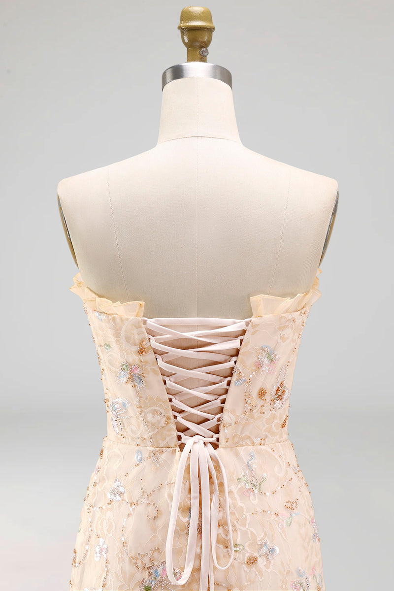 Load image into Gallery viewer, Floral Green Corset Tight Short Homecoming Dress with Ruffles