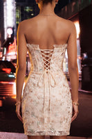 Load image into Gallery viewer, Floral Green Corset Tight Short Homecoming Dress with Ruffles