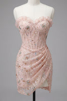Load image into Gallery viewer, Floral Green Corset Tight Short Homecoming Dress with Ruffles
