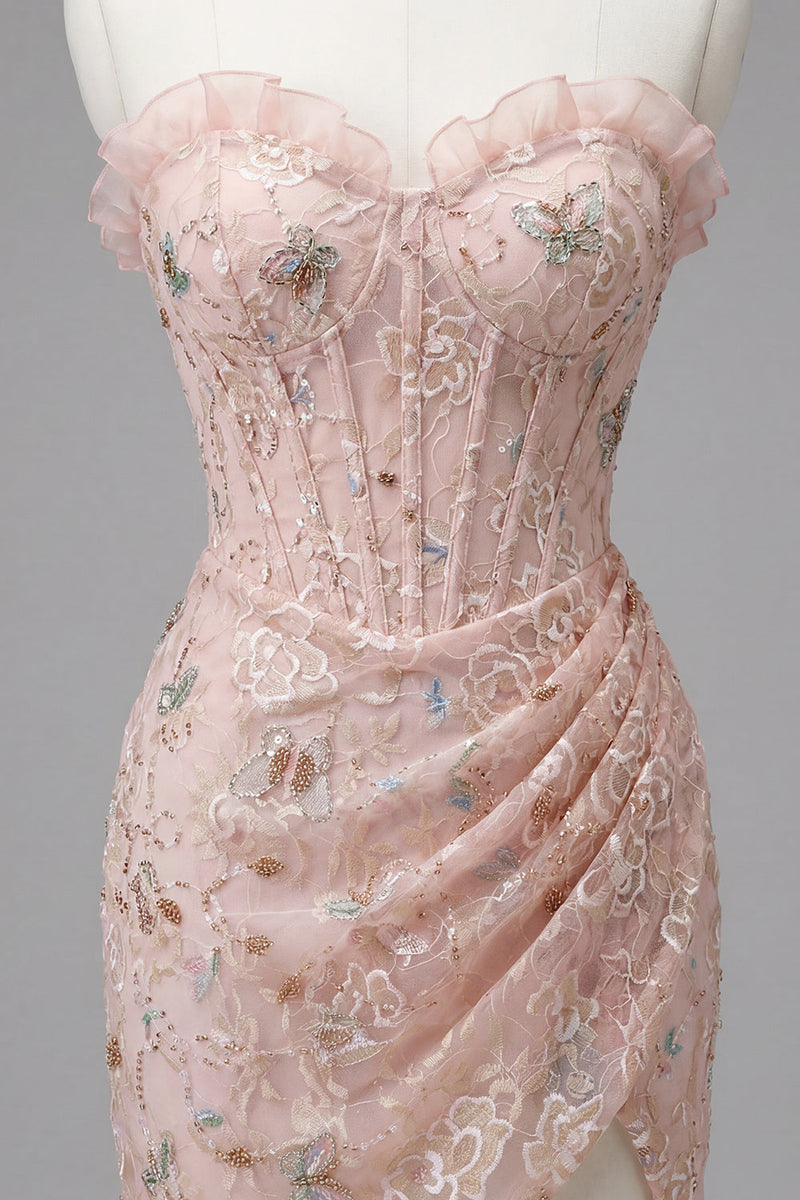 Load image into Gallery viewer, Floral Green Corset Tight Short Homecoming Dress with Ruffles