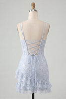 Load image into Gallery viewer, Floral Ivory Sequin Tight Corset Short Homecoming Dress with Ruffles