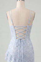 Load image into Gallery viewer, Floral Ivory Sequin Tight Corset Short Homecoming Dress with Ruffles