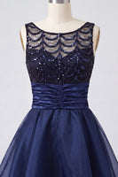 Load image into Gallery viewer, Sparkly Dark Green Sequin Ruched A-Line Short Homecoming Dress