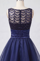 Load image into Gallery viewer, Sparkly Dark Green Sequin Ruched A-Line Short Homecoming Dress