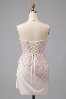 Load image into Gallery viewer, Sparkly Blue Sequin Tight Ruched Short Corset Homecoming Dress