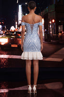 Load image into Gallery viewer, Sparkly Sequin Green Ruffled Tight Short Homecoming Dress