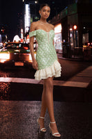 Load image into Gallery viewer, Sparkly Sequin Green Ruffled Tight Short Homecoming Dress