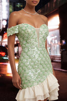 Load image into Gallery viewer, Sparkly Sequin Green Ruffled Tight Short Homecoming Dress