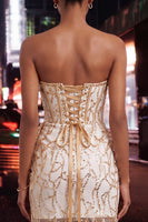 Load image into Gallery viewer, Silver Sparkly Sequin Ruched Tight Short Corset Homecoming Dress
