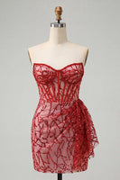 Load image into Gallery viewer, Silver Sparkly Sequin Ruched Tight Short Corset Homecoming Dress