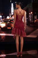 Load image into Gallery viewer, Hot Pink Ruffled Tight Short Homecoming Dress with 3D Flowers