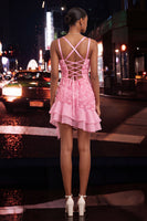 Load image into Gallery viewer, Hot Pink Ruffled Tight Short Homecoming Dress with 3D Flowers