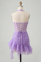 Load image into Gallery viewer, Floral Hot Pink Ruffled Tight Short Corset Homecoming Dress