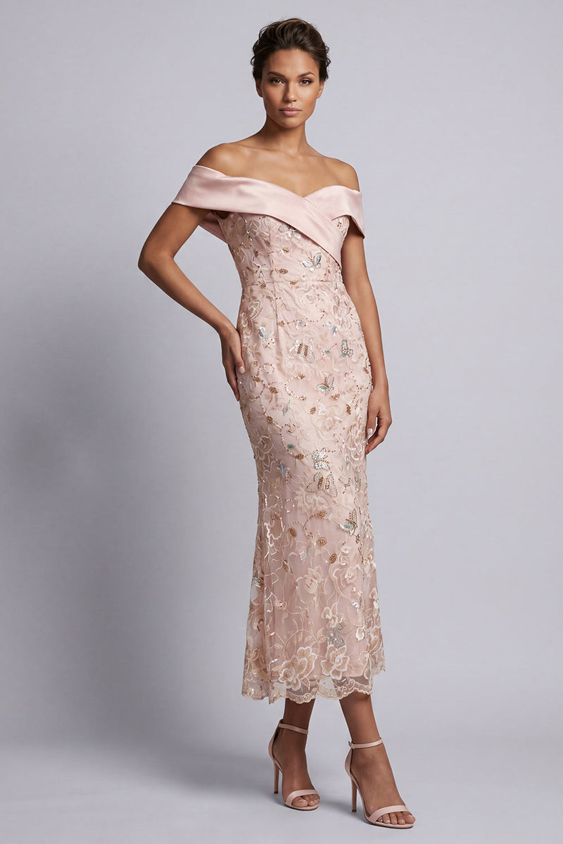 Load image into Gallery viewer, Sparkly Blush Floral Mermaid Sequin Long Mother of the Bride Dress