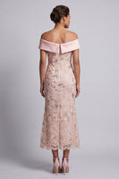 Load image into Gallery viewer, Sparkly Blush Floral Mermaid Sequin Long Mother of the Bride Dress