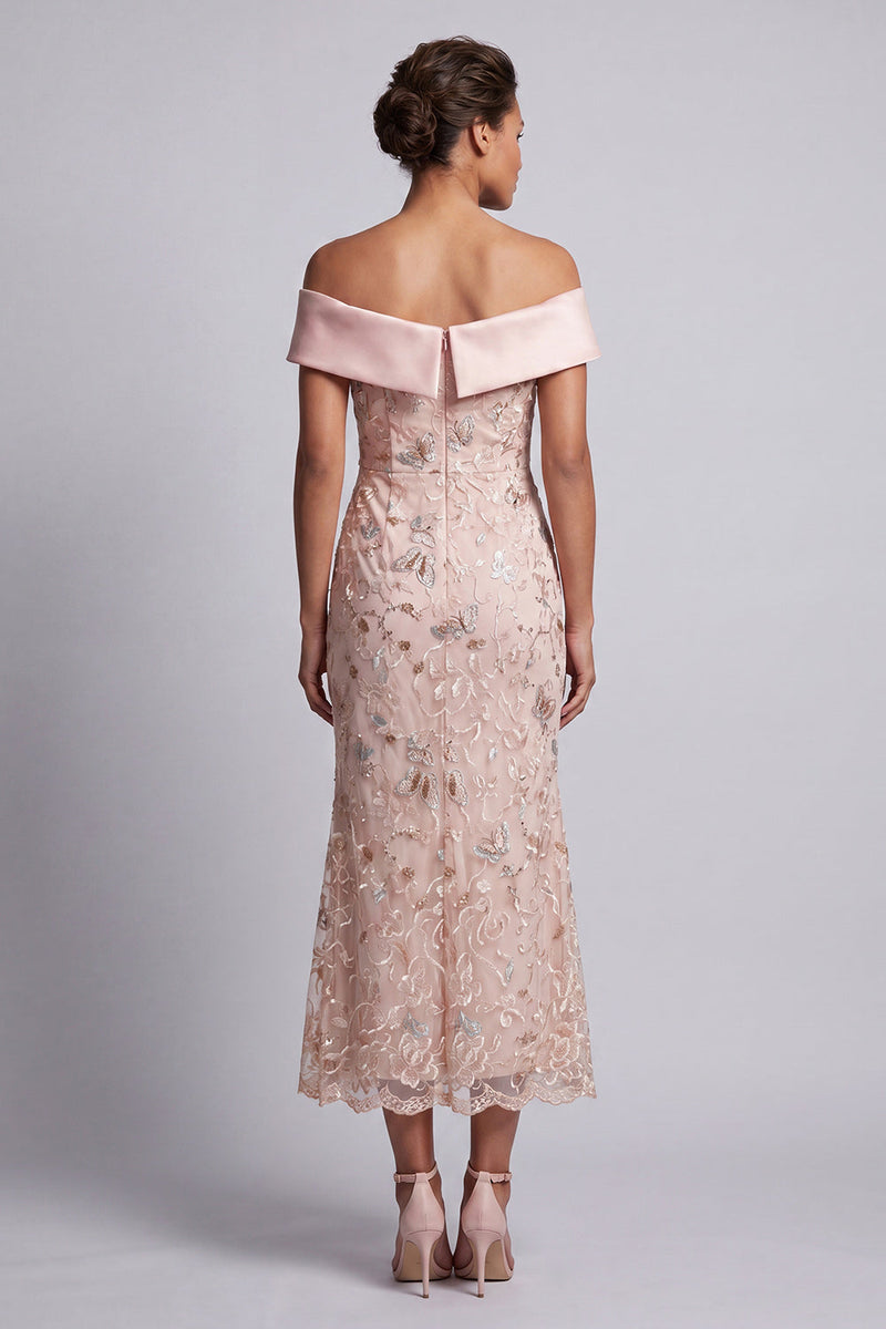 Load image into Gallery viewer, Sparkly Blush Floral Mermaid Sequin Long Mother of the Bride Dress