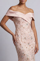 Load image into Gallery viewer, Sparkly Blush Floral Mermaid Sequin Long Mother of the Bride Dress