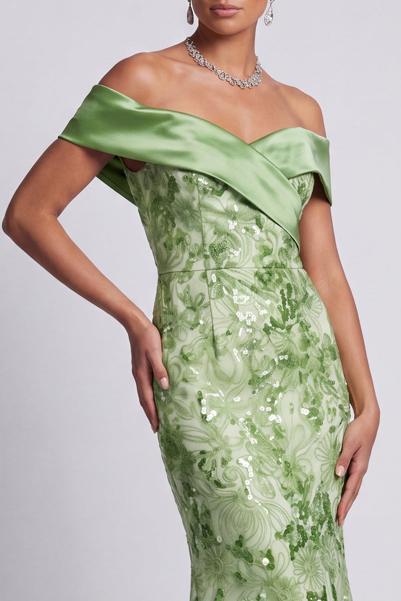 Load image into Gallery viewer, Sparkly Blush Floral Mermaid Sequin Long Mother of the Bride Dress