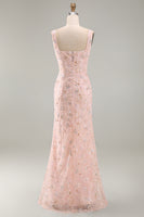 Load image into Gallery viewer, Floral Sparkly Blush Mermaid Sequin Long Mother of the Bride Dress with Slit