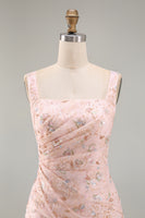 Load image into Gallery viewer, Floral Sparkly Blush Mermaid Sequin Long Mother of the Bride Dress with Slit