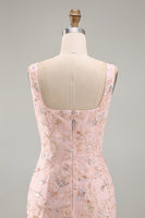 Load image into Gallery viewer, Floral Sparkly Blush Mermaid Sequin Long Mother of the Bride Dress with Slit