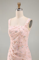Load image into Gallery viewer, Floral Sparkly Blush Mermaid Sequin Long Mother of the Bride Dress with Slit