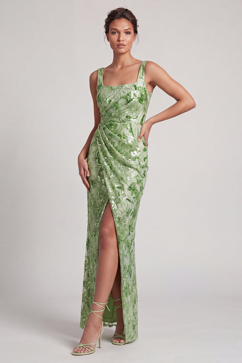 Load image into Gallery viewer, Floral Sparkly Blush Mermaid Sequin Long Mother of the Bride Dress with Slit