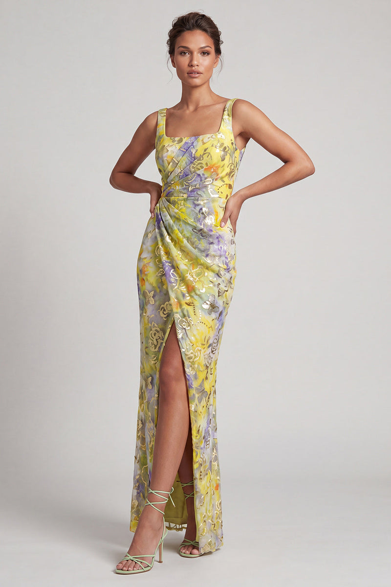 Load image into Gallery viewer, Floral Sparkly Blush Mermaid Sequin Long Mother of the Bride Dress with Slit