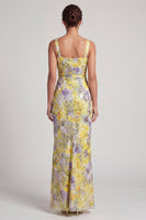 Load image into Gallery viewer, Floral Sparkly Blush Mermaid Sequin Long Mother of the Bride Dress with Slit
