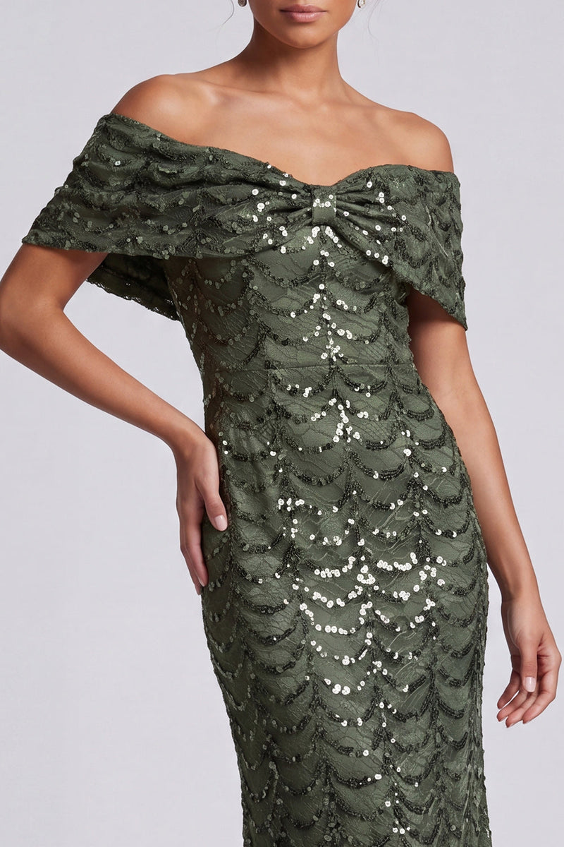 Load image into Gallery viewer, Sparkly Olive Mermaid Sequin Long Mother of the Bride Dress