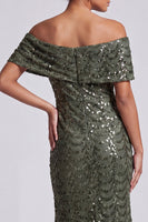 Load image into Gallery viewer, Sparkly Olive Mermaid Sequin Long Mother of the Bride Dress