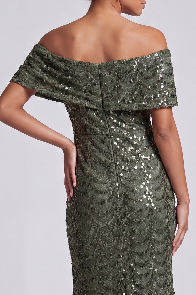 Load image into Gallery viewer, Sparkly Olive Mermaid Sequin Long Mother of the Bride Dress