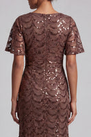 Load image into Gallery viewer, Sparkly Olive Short Sleeves Mermaid Sequin Long Mother of the Bride Dress