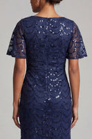 Load image into Gallery viewer, Sparkly Olive Short Sleeves Mermaid Sequin Long Mother of the Bride Dress