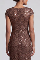 Load image into Gallery viewer, Sparkly Olive Sequin Boat Neck Mermaid Long Mother of the Bride Dress