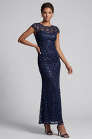 Load image into Gallery viewer, Sparkly Olive Sequin Boat Neck Mermaid Long Mother of the Bride Dress