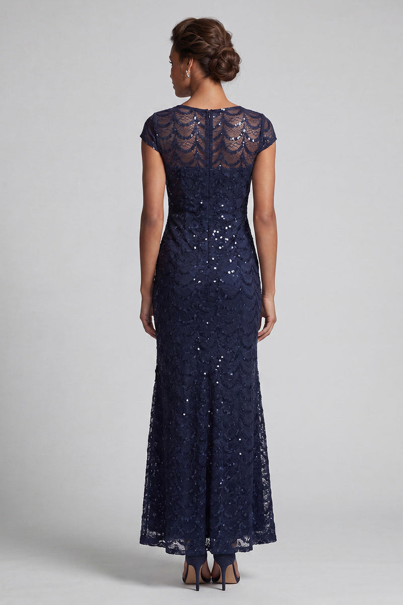 Load image into Gallery viewer, Sparkly Olive Sequin Boat Neck Mermaid Long Mother of the Bride Dress