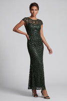 Load image into Gallery viewer, Sparkly Olive Sequin Boat Neck Mermaid Long Mother of the Bride Dress