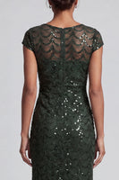 Load image into Gallery viewer, Sparkly Olive Sequin Boat Neck Mermaid Long Mother of the Bride Dress