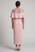 Load image into Gallery viewer, Sparkly Blush Sheath Sequin Long Mother of the Bride Dress with Cape