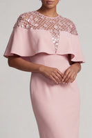 Load image into Gallery viewer, Sparkly Blush Sheath Sequin Long Mother of the Bride Dress with Cape