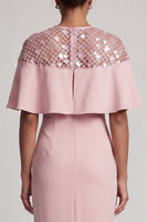 Load image into Gallery viewer, Sparkly Blush Sheath Sequin Long Mother of the Bride Dress with Cape