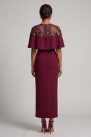 Load image into Gallery viewer, Sparkly Blush Sheath Sequin Long Mother of the Bride Dress with Cape
