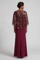 Load image into Gallery viewer, Sparkly Pink Mermaid Sequin Long Mother of the Bride Dress with Cape