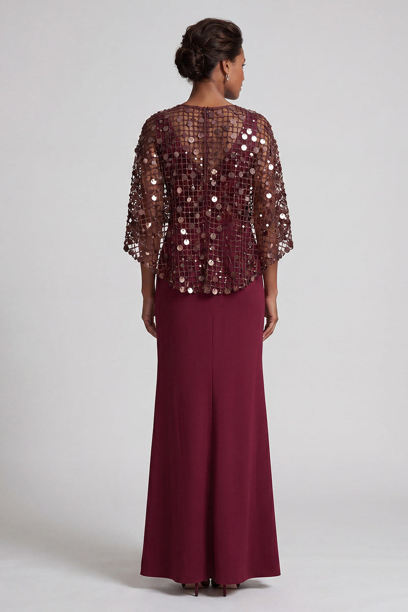 Load image into Gallery viewer, Sparkly Pink Mermaid Sequin Long Mother of the Bride Dress with Cape